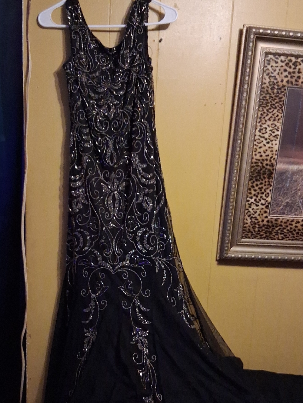 Elegant Black Beaded Evening Gown - Formal Women's Dress